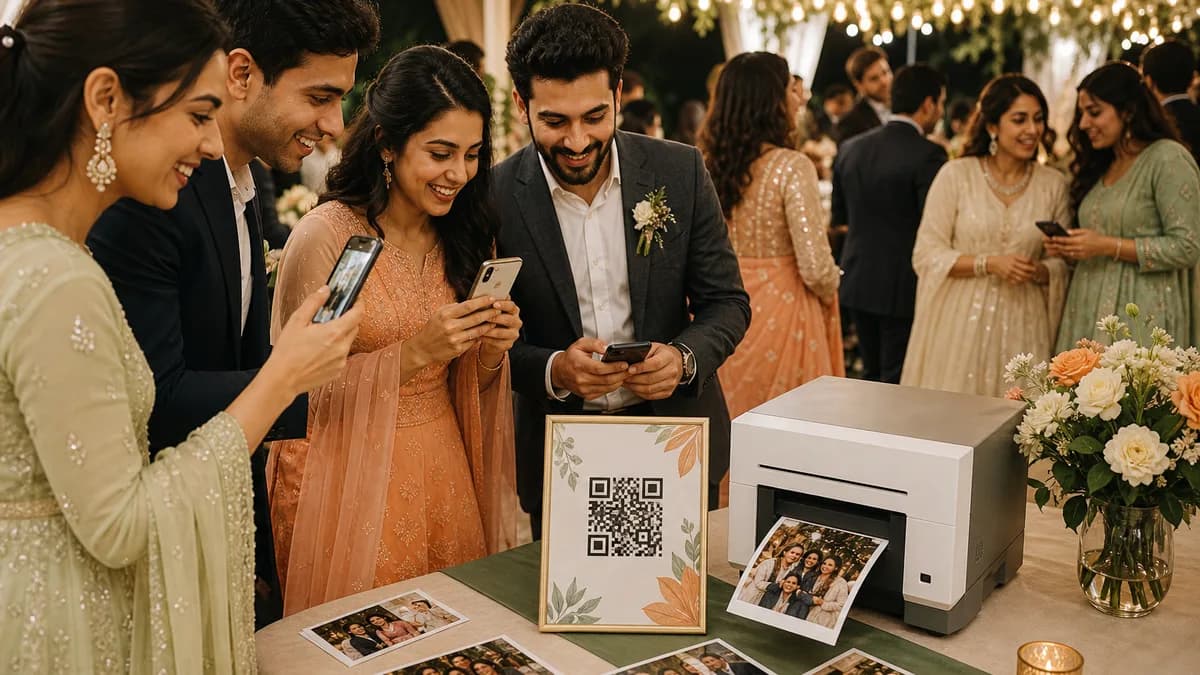 Живая печать фотографий гостей на свадьбе по QR-коду